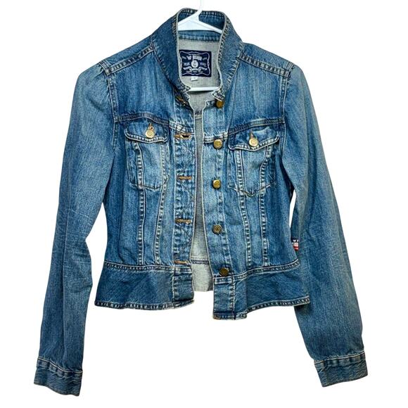 Vintage For Joseph Peplum Denim Jacket Women's Extra Small/Small 100% Cotton USA - Picture 2 of 6